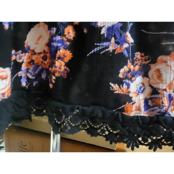 NEW LOOK casual summer cover-up/ dress, black w/ floral, US 4 UK 8 - Picture 1 of 15